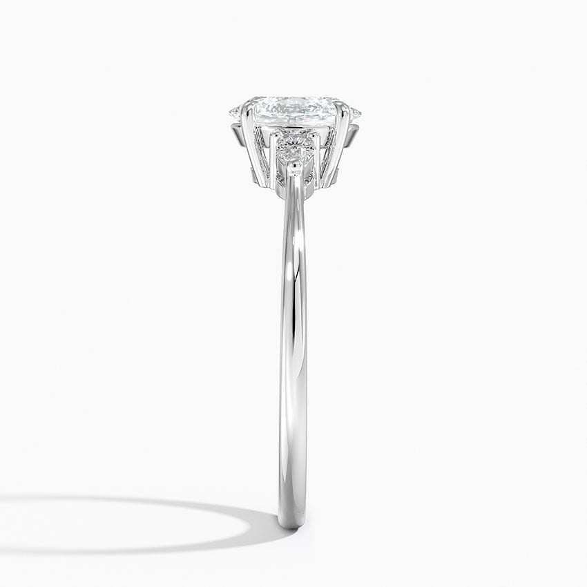 Nebula 6-Prong Pear Three Stone Moissanite Engagement Ring White Gold